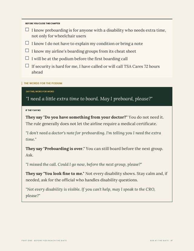 Page 47 of Ask at the Gate: the words for the podium, and what to say when they say no.